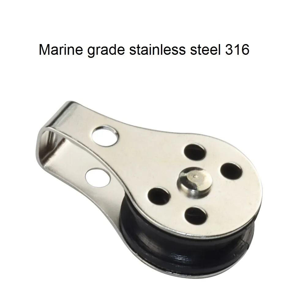 5PCS Edelstahl 316 Pulley 25mm Nylon Blöcke Seil Marine Hardware Für Kajak Kanu Boot Anker Trolley Kit 2mm Bis 8mm Seil