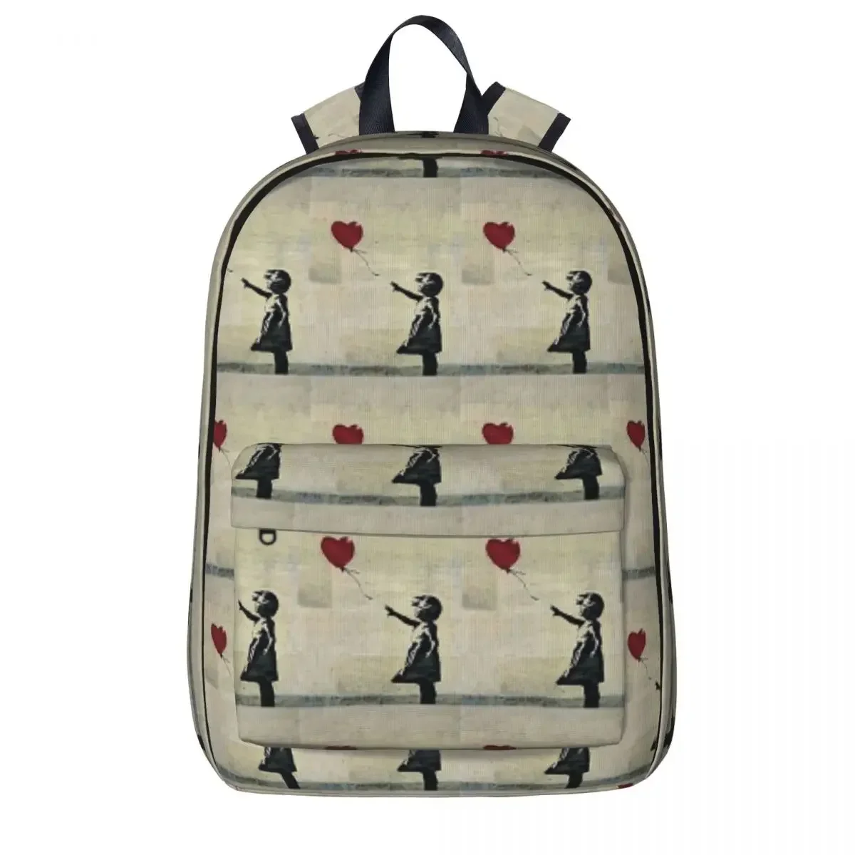 Banksy's Girl With A Red Balloon III Backpack Boy Girl Bookbag Students School Bag Travel Rucksack Shoulder Bag Large Capacity