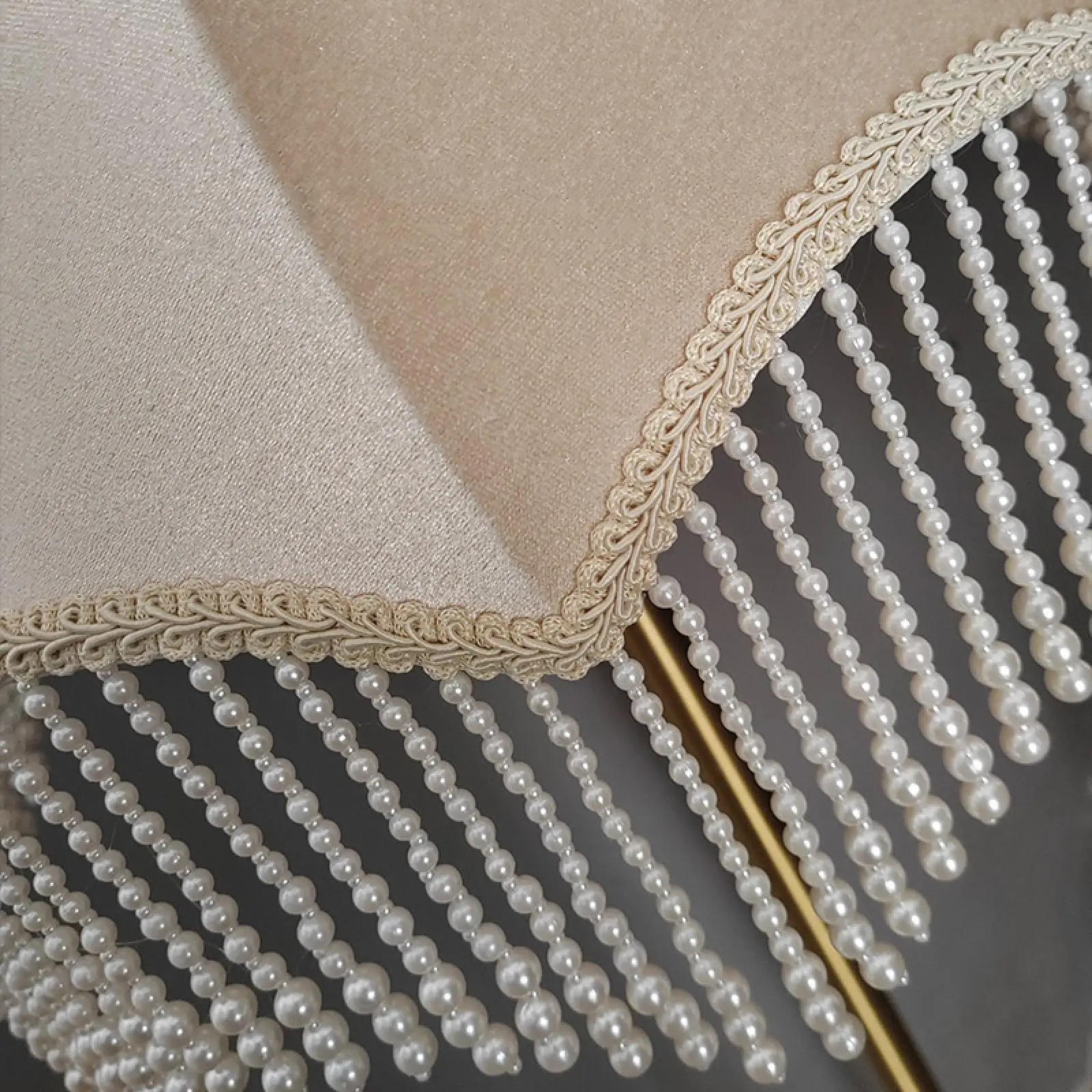 

Decorative Velvet Lamp Shade with Tassels and Bead Lace for Hotel Lobby Floor Lamp Bedside Lighting Shade Vintage Style