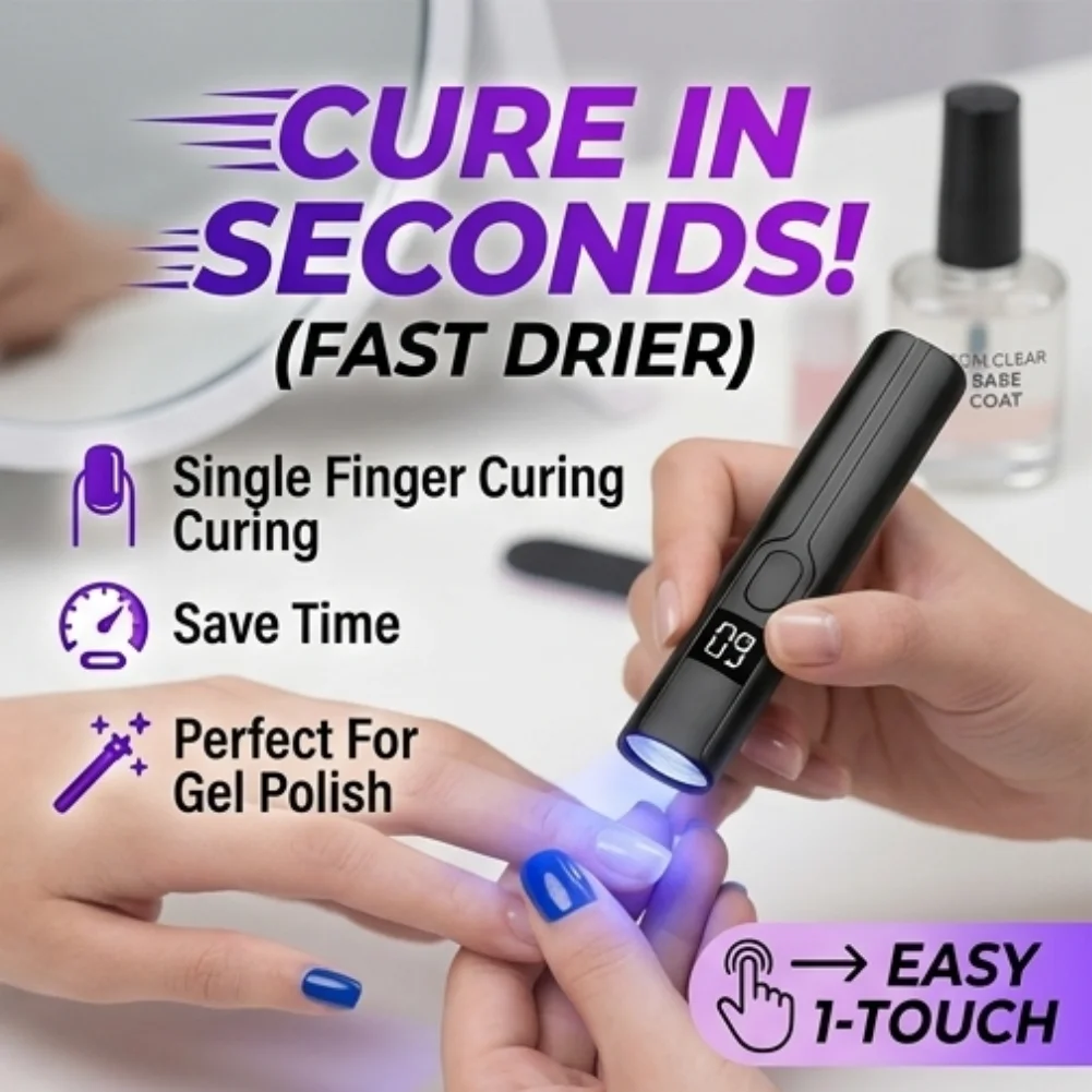 Cordless UV Nail Lamps with LCD Display Portable Mini Nail Dryer Rechargeable Fast Curing for Rhinestone Glue Liner Gel
