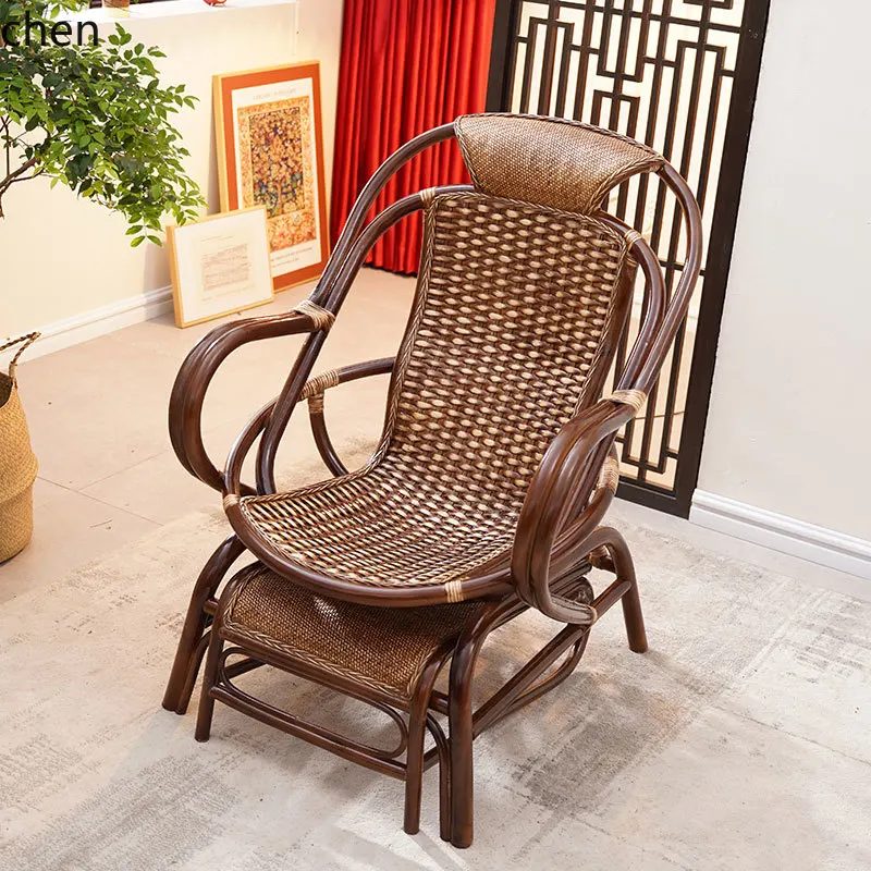 QZT كرسي الروطان كرسي طاولة الشاي كرسي الظهر كرسي أريكة الروطان الطبيعي مع الدواسات #4