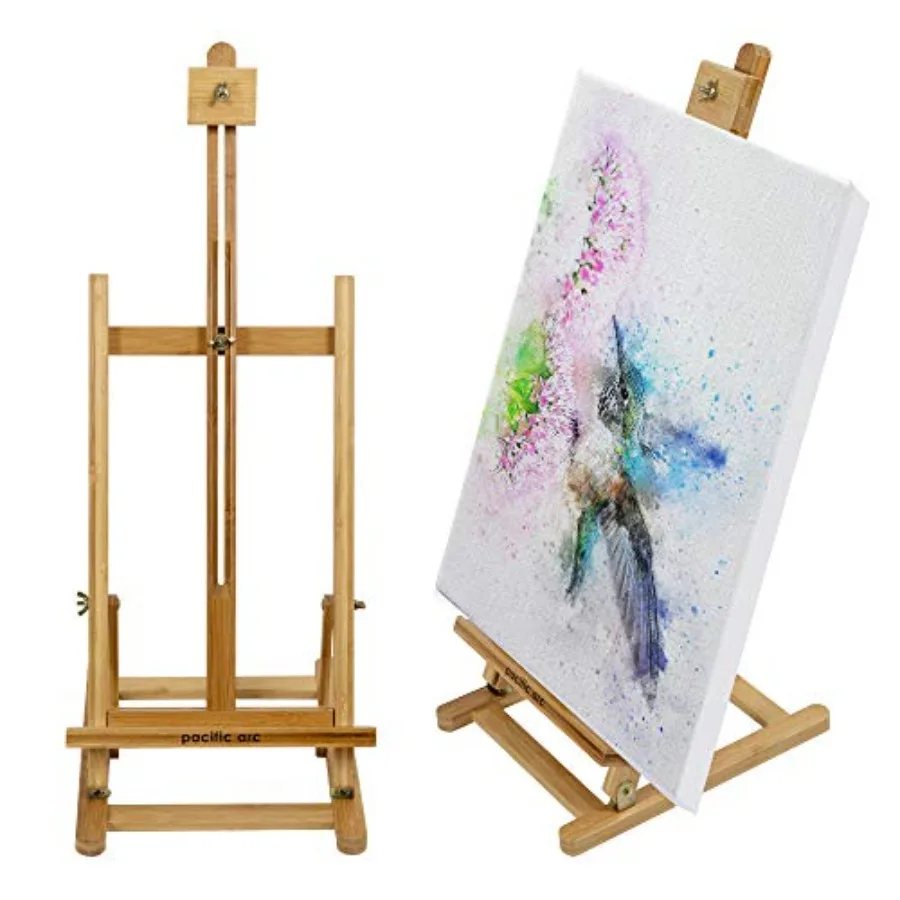 

Bamboo Table Top H-Frame Art Easel 21 Inch Canvases for Painting Drawing Watercolors Sketching Pictures Signs Posterboards
