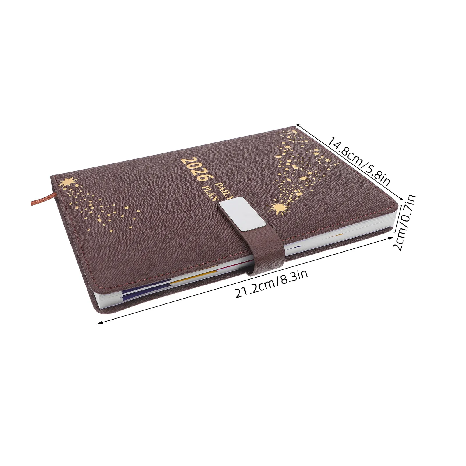 A5 2026 Daily Planner Notebook PU Cover Monthly Index Bookmark Compact Portable Agenda Book for Business Organization Journaling