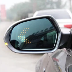 2pcs Blue Mirror Glass Heated Angle Wide Glare Proof LED Turn Signal Lamp for Audi A6 C7 2012 2013 2014 2015 2016 2017 2018