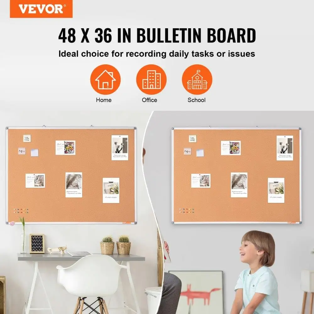 6 Inch Large Cork Board - Wall-Mounted Pin Board Bulletin Organizer