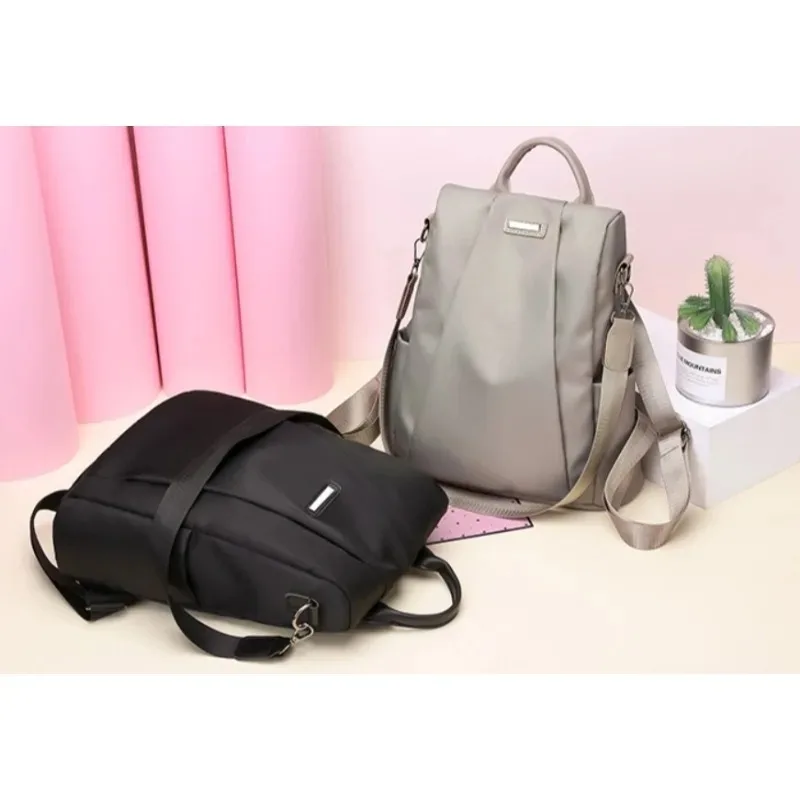 Anti-theft backpack women's bag 2024 new Korean version trendy fashion bag nylon canvas oxford cloth backpack