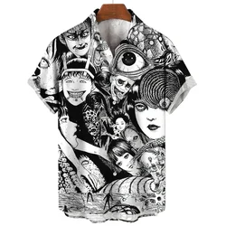 2024 Fashion Anime Men's 3d Printed Shirt Short Sleeve Hawaiian Shirt Men's Cartoon Casual Shirt Oversized Men's Clothing