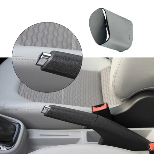 Imagen 2 del producto Cubierta de ajuste de botón de freno de mano para Interior de coche, tapa de botón de estacionamiento de palanca de freno de mano cromada, accesorios plateados para Polo Cross 6RD711333A