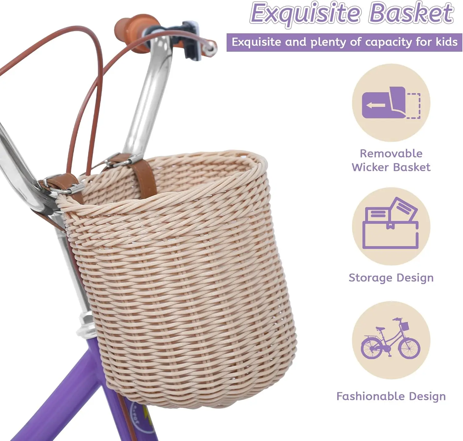 Bicicleta para niñas con cesta, bicicleta para niños y niñas de 7 a 13 años, bicicletas para niños de 20 pulgadas con soporte, Co múltiple