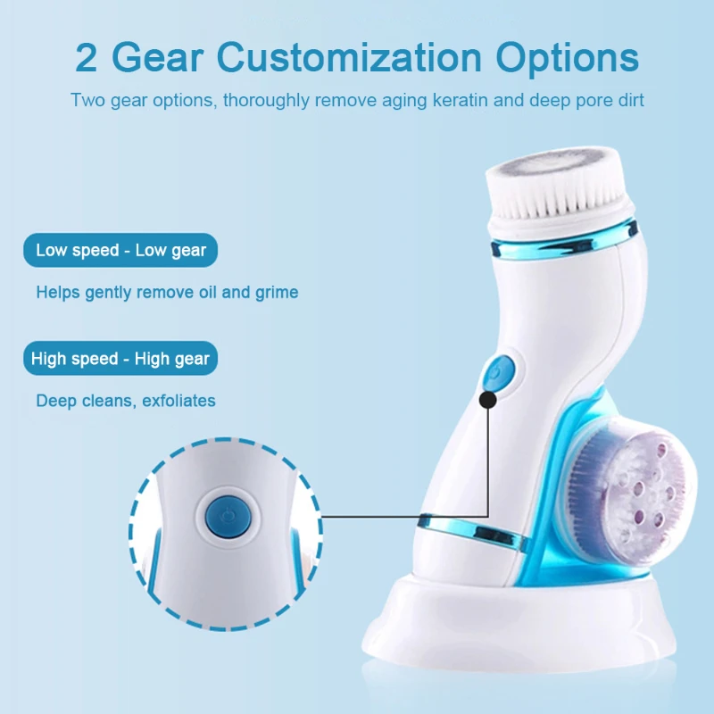 4 IN 1 Electric Facial Cleansing Brush Face Roller Massager Face Exfoliating Ultrasonic Washing Brush Cleanser Beauty Skin Care