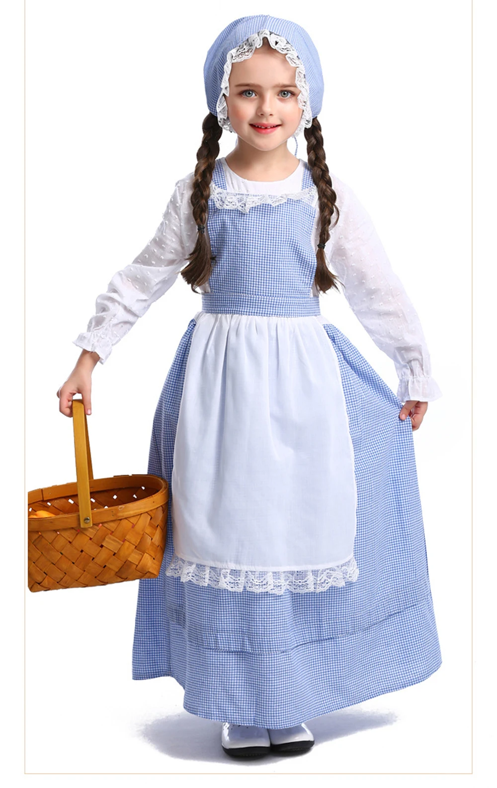 Disfraz de sirvienta Medieval de Drama para niña, disfraz de Halloween, Purim, Carnaval, fiesta, Cosplay, pueblo de fantasía, vestido pionero Pastoral