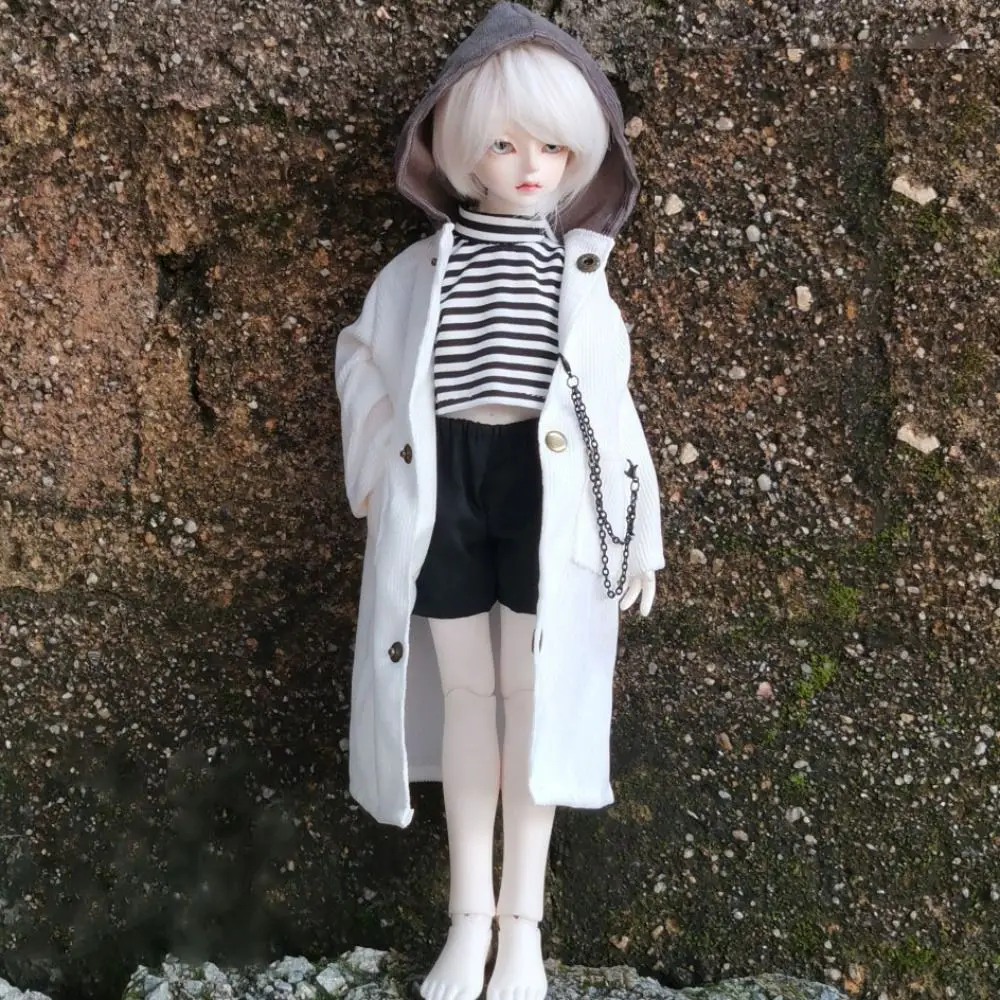 Fashion Doll Windcoat with Chain DIY Accessories Coat T-shirt Pants Suit Diy Girl Toy for 1/3 1/4 1/6 BJD 30/45/60cm Dolls