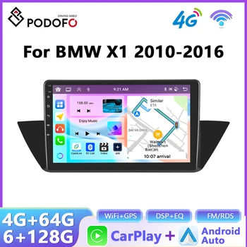Radio Podoyo CarPlay Android Auto para BMW X1 2010-2016, sistema inteligente para coche, unidad principal estéreo GPS 2Din, reproductor Multimedia 1
