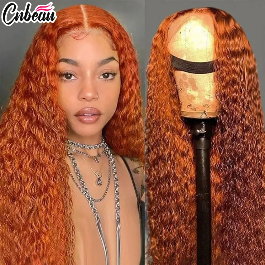 

30 Inch Orange Ginger Deep Wave Human Hair Wig 13x4 13x6 HD Lace Curly Wave Color Lace Frontal Human Hair Wigs For Women