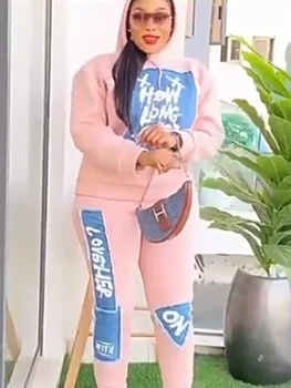 2 חתיכות נשים סט dashiki אפר אופנה חדש סתיו שרוול ארוך ג 'ינס העליון ומכנסיים חליפות התאמת ערכות