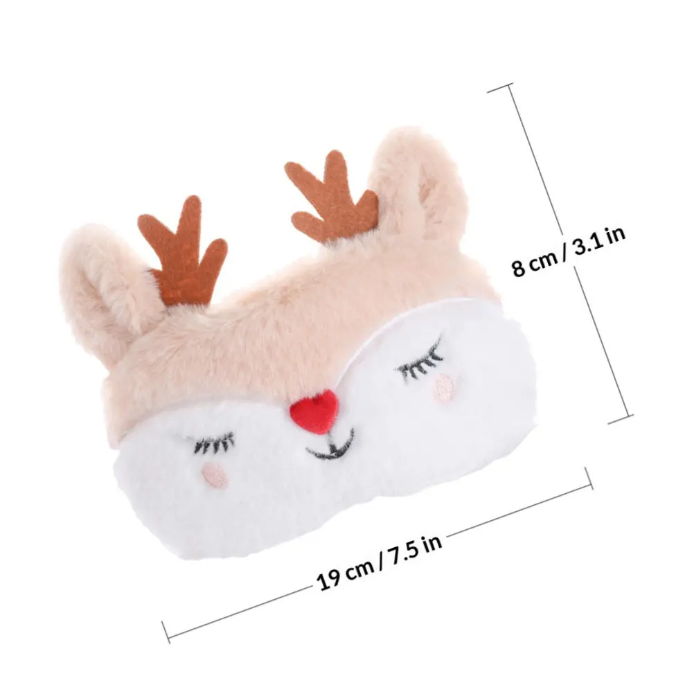 1Pcs Adjustable Cartoon Elk Eye Mask Breathable Embroidery Sleep Blindfold Light Shading Comfortable Eye Cover for Travel Home