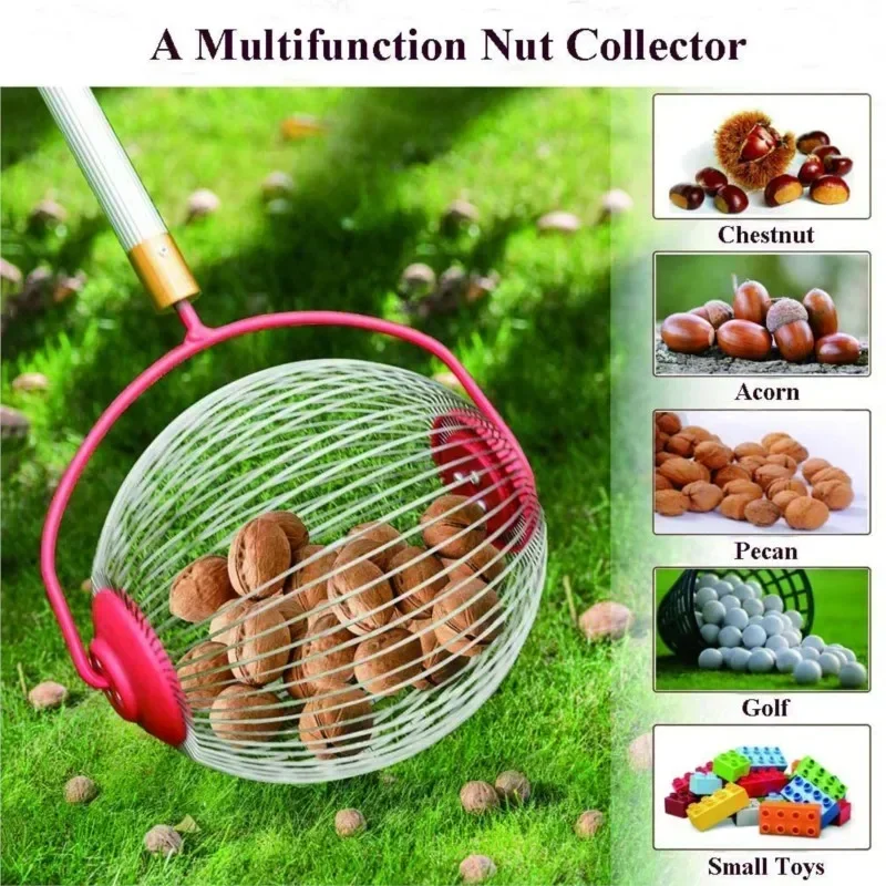Rolling Nut Collector Ball Harvester Ball Picker Adjustable Outdoor Hand Tool Picker Collector Walnut Pecan Crab Apple Tools