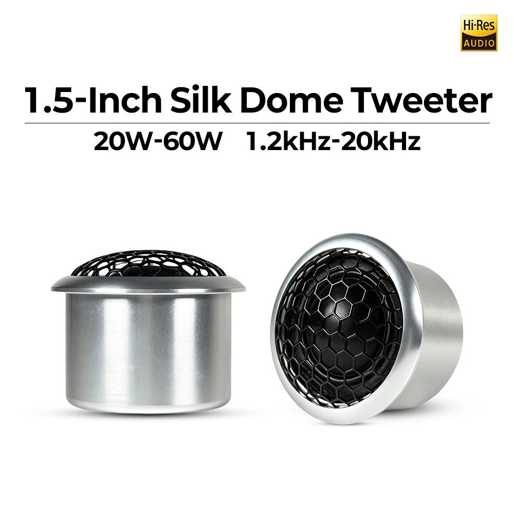 

2Pcs 1.5 Inch Car Tweeter with Enclosure Hi-End Silk Dome Treble Speaker High Fidelity Audio Upgrade for Car Audio System