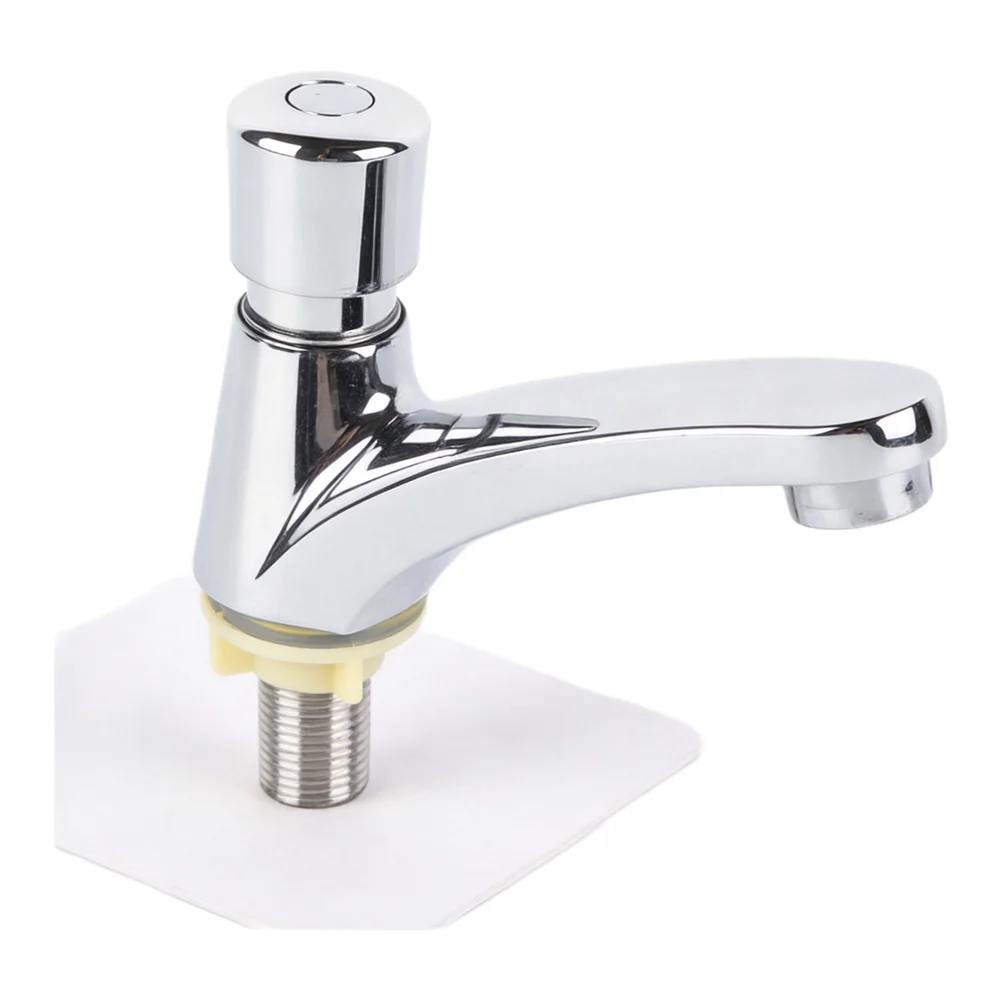 Time Delay Basin Faucet for Hotels Schools Factories Zinc Alloy Push Button Tap with Automatic Shut Off Function
