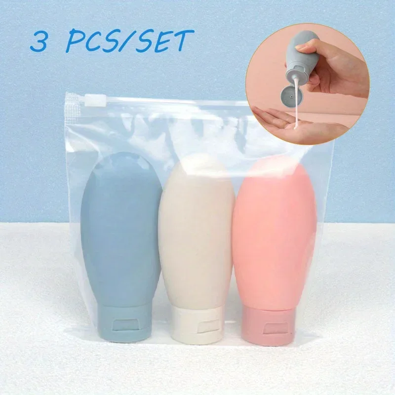 Bouteilles de voyage rechargeables en PE de 60ml, 3 pièces, pour shampoing, Gel douche, emballage, maquillage, accessoires de beauté