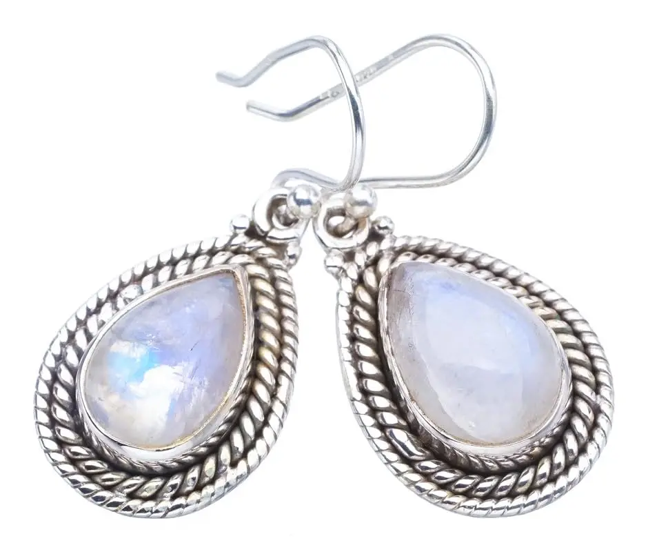 

StarGems® Natural Moonstone Handmade 925 Sterling Silver Earrings 1.25" F5941