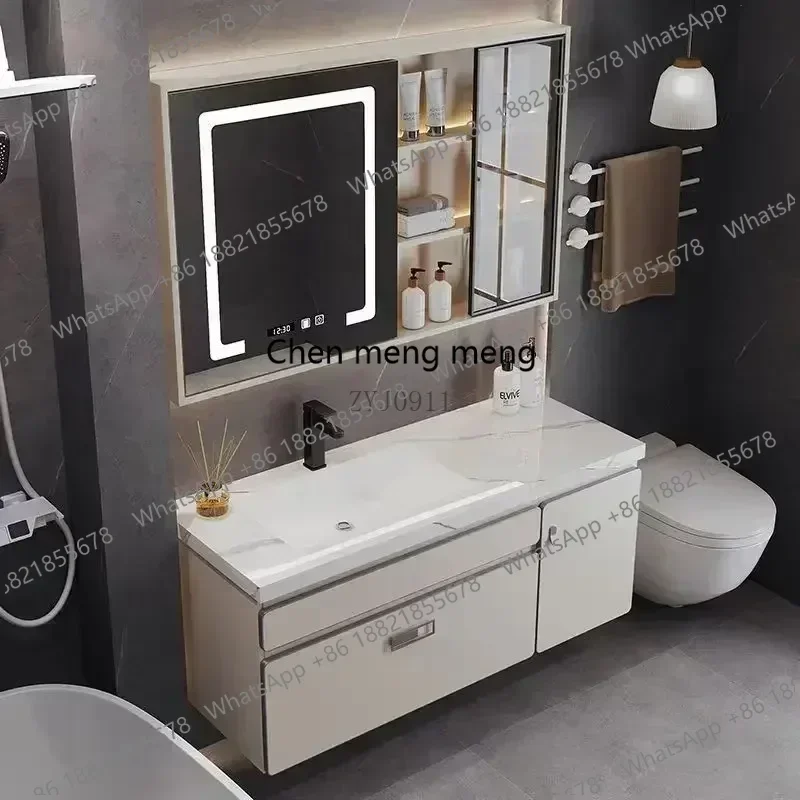 

RR Bathroom Furniture Solid Wood Cabinet with Ceramic Integrated Sink Washbasin with Mirror Vanity