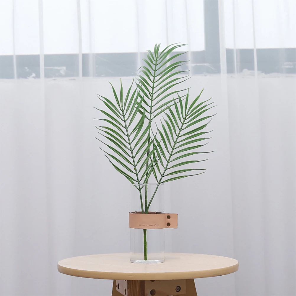 

6pcs Artificial Plants Faux Greenery Plastic 3 Branch Fake Leaf Decor Imitated Leaves Garden Party Accessories