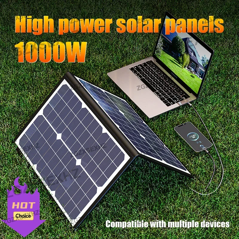 

1000W Solar Panel Kit Complete Camping Foldable Solar Power Station Portable Generator Charger 18V for Car Boat Caravan Camp