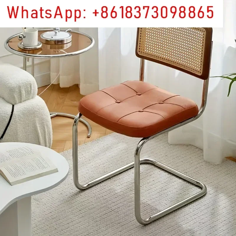 Nordic Style Dining Chair - Artificial Leather Cushion, Electroplated Metal Frame, Comfortable & Durable Chair Dining Room
