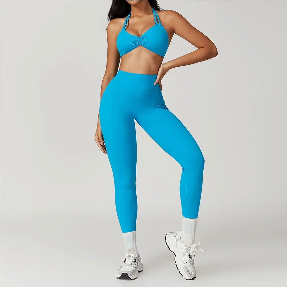 2Pcs Fitness Set Women Clothes Breathable Gym Yoga Sport Sportswear Sexy Sport Bra High Waist Leggings Suit Workout Tracksuit