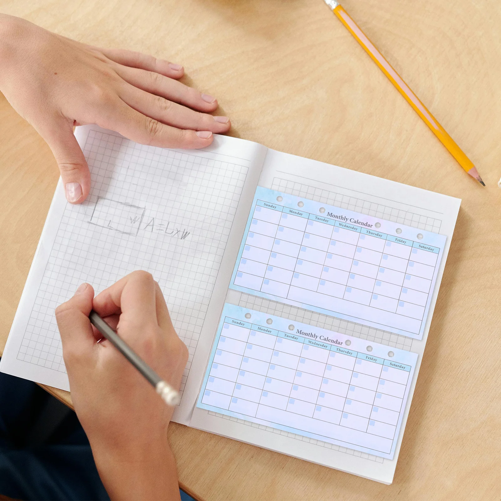 14 ورقة 6 حفرة A6 مخطط شهري إعادة ملء صفحات أوراق فضفاضة غير مؤرخة للعمل الميزانية وجبة مخطط أجندة مكتبية /رزنامة مكتبية شخصية #5
