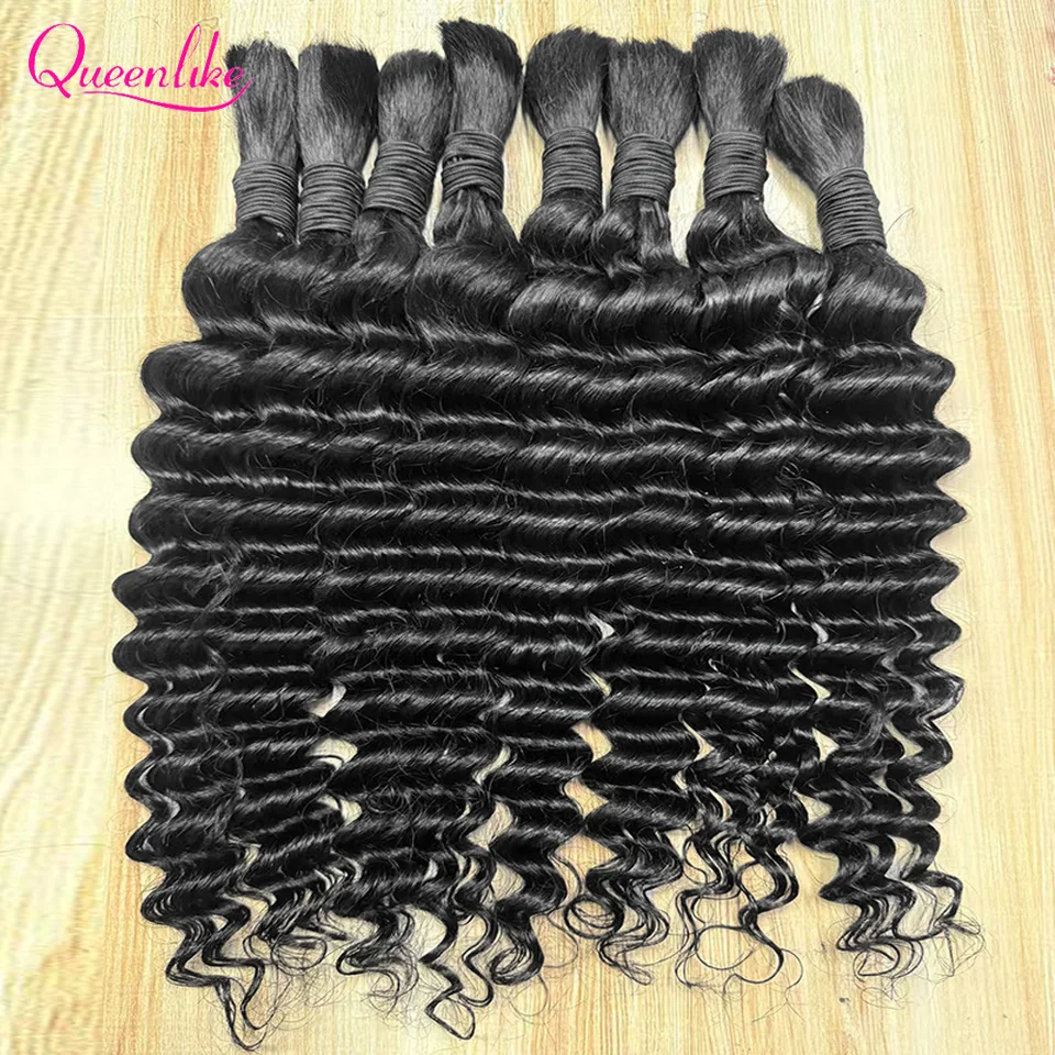 Trenzas boho Queenlike de cabello humano, onda profunda a granel 50/100g, Remy sin procesar 100% cabello humano, sin cinta, para trenzar, envío rápido 2