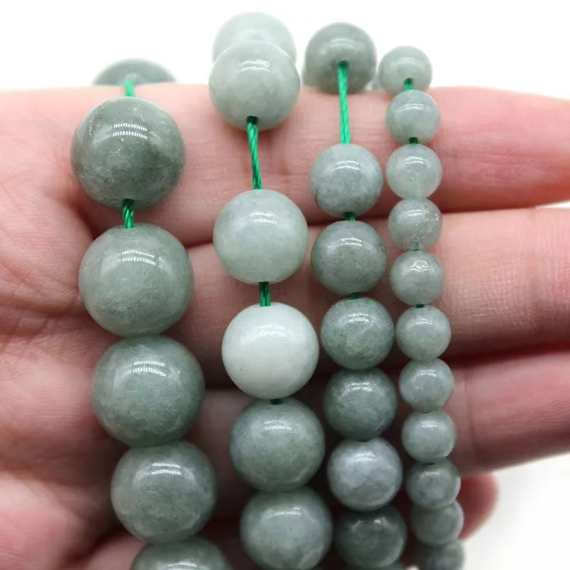 Natural Dark Green Burmese Jades Stone Beads Loose Spacer Beads 6 8 10 12mm For Jewelry Making DIY Bracelet Necklace Accessory