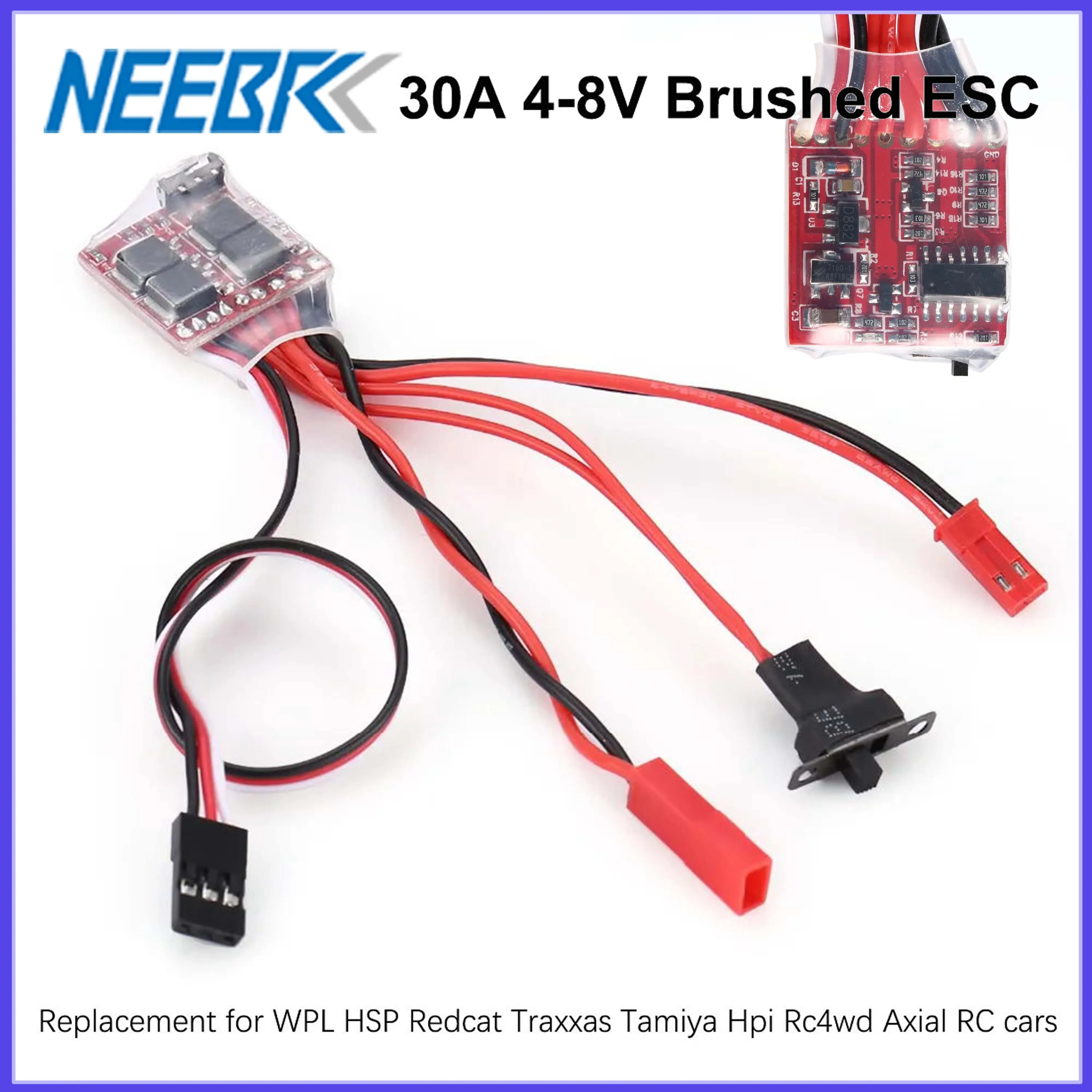2/4PCS 30A Mini Brushed ESC Dual Way Brake Speed Controller 4-8V for 1/16 1/18 1/24 RC Car WPL HSP HPI Traxxas Boat Tank Motor