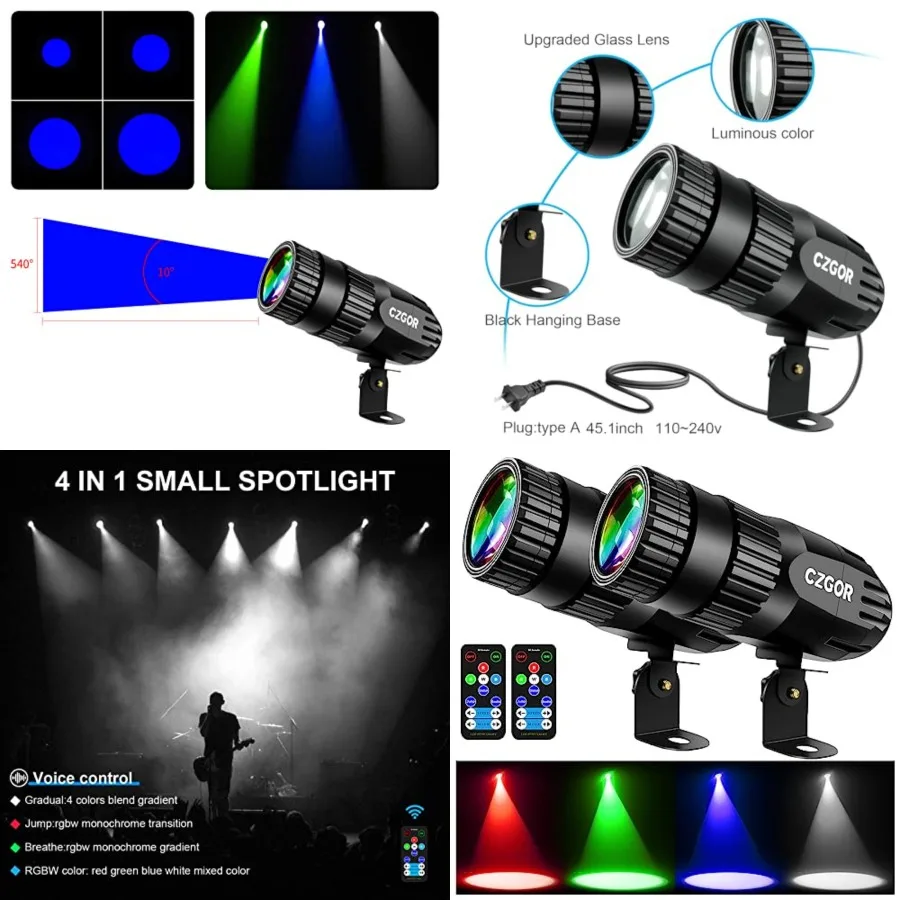 

Led Pinspot Light, 5W Disco Ball Spotlight, RGBW in Mirror Ball Lights with Remote Control, Super Bright LED Pin Spot Light for