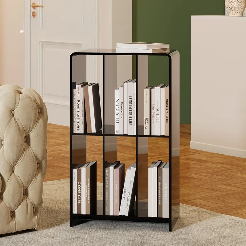 MOMO Italian Simple Bookshelf Sofa Living Room Transparent Bookcase Side Table Home Light Luxury House Bedside Small Table