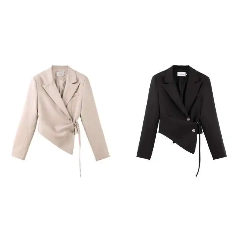 BJTZ سترة قصيرة غير رسمية متعددة الاستخدامات للربيع للنساء 2025 ملابس نسائية جديدة غير منتظمة