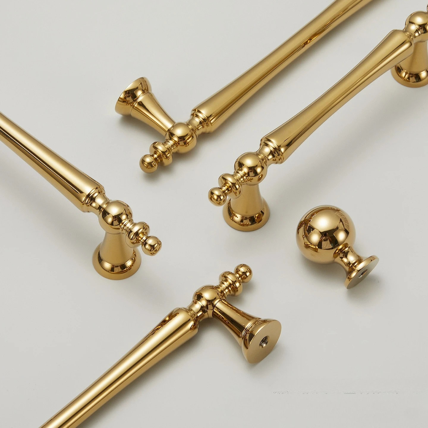 French Bright Gold Brass Cabinet Handle Creative Personalized Furniture Handle Drawer Knob American Light Luxury Cabinet Handle
