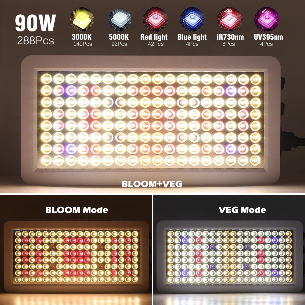 Full Spectrum LED Grow Light  High Brightness AC100-277V SMD2835 Double Switch Veg Bloom 3000K 5000K For Various Plants Growth