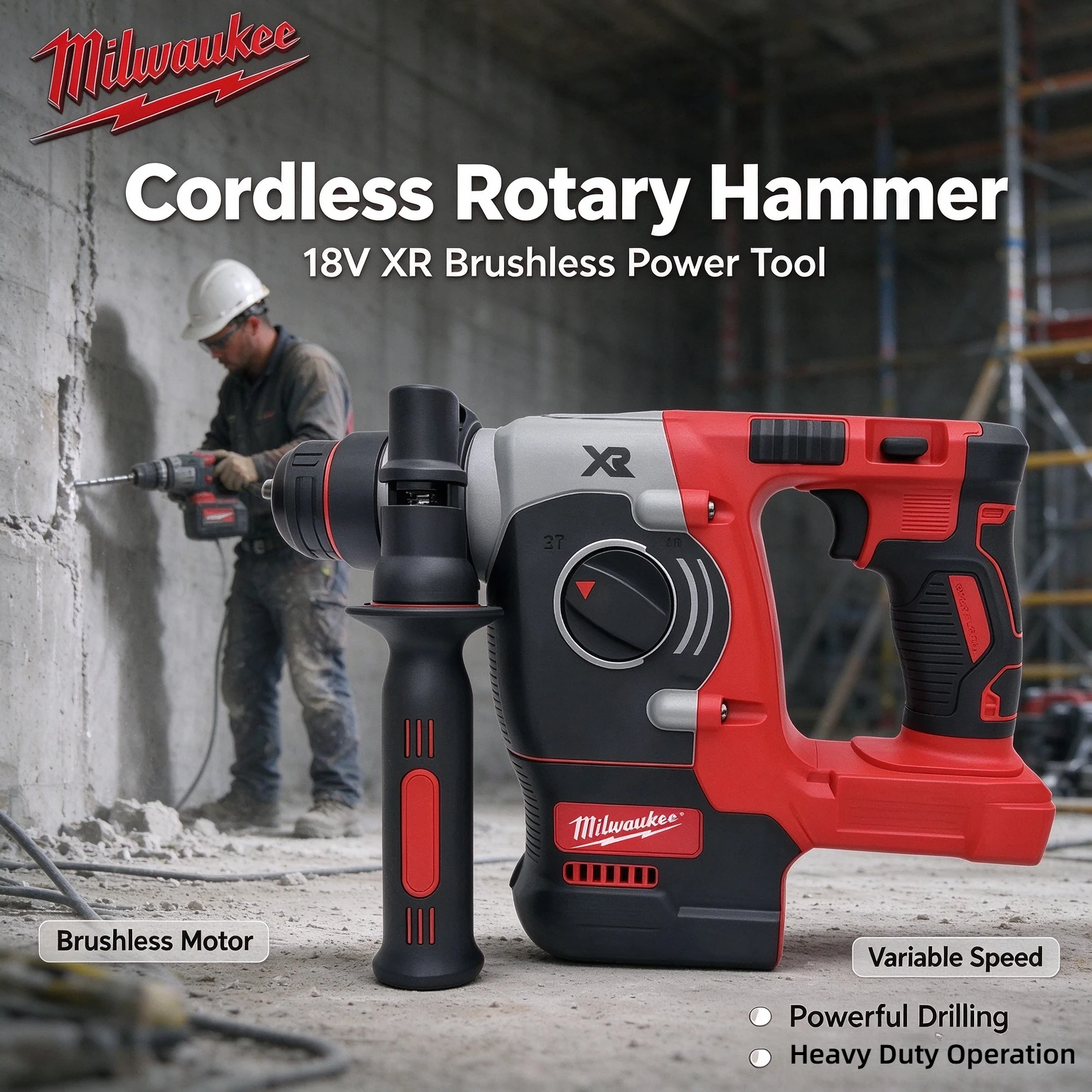 Milwaukee 18V battery cordless drills Breaking hammer Power tools electric demolition hammer Rotary hammer drill Wireless