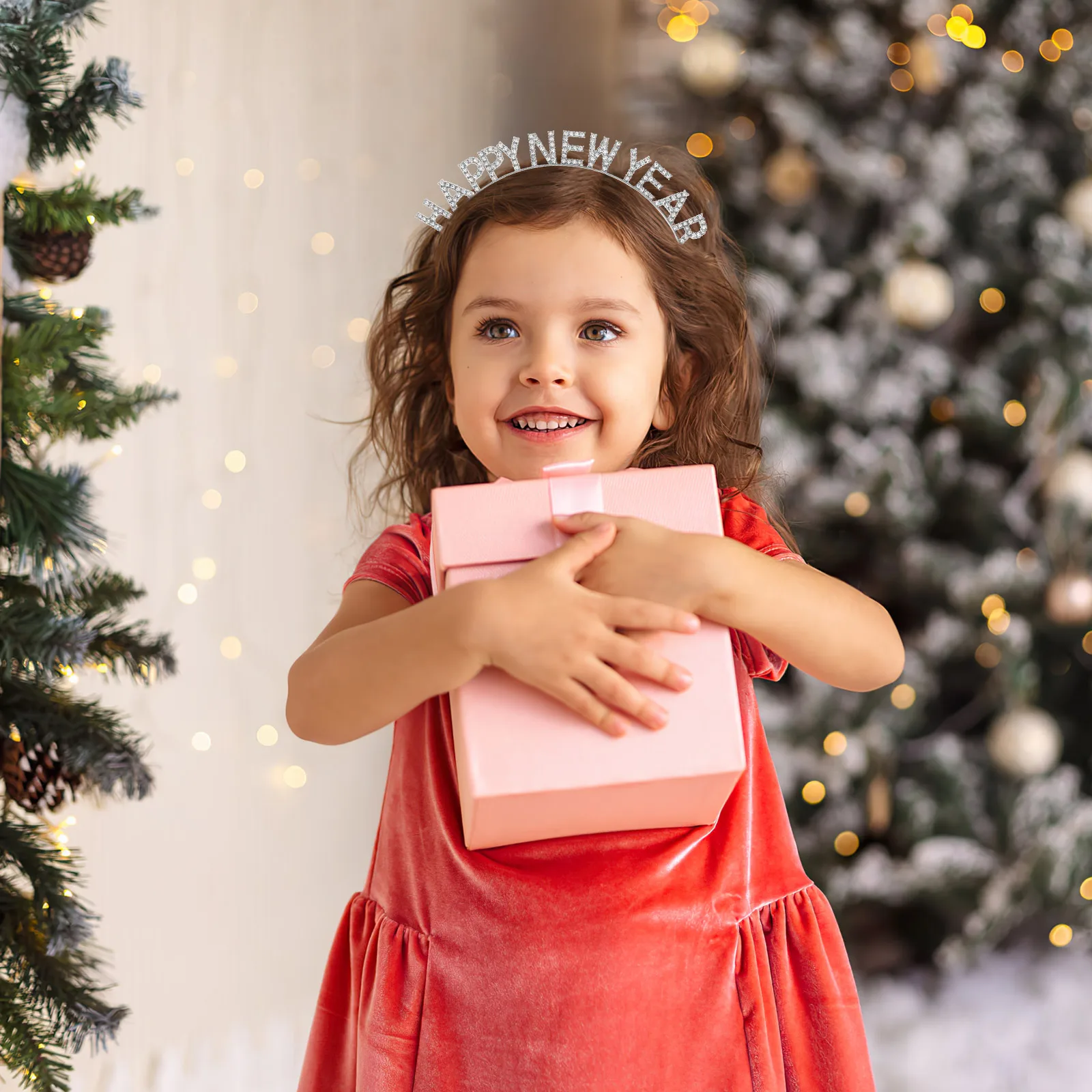 

2 PCS Happy New Year Headband Hair Accessories Hairbands Party Rhinestone Letter Christmas Decor