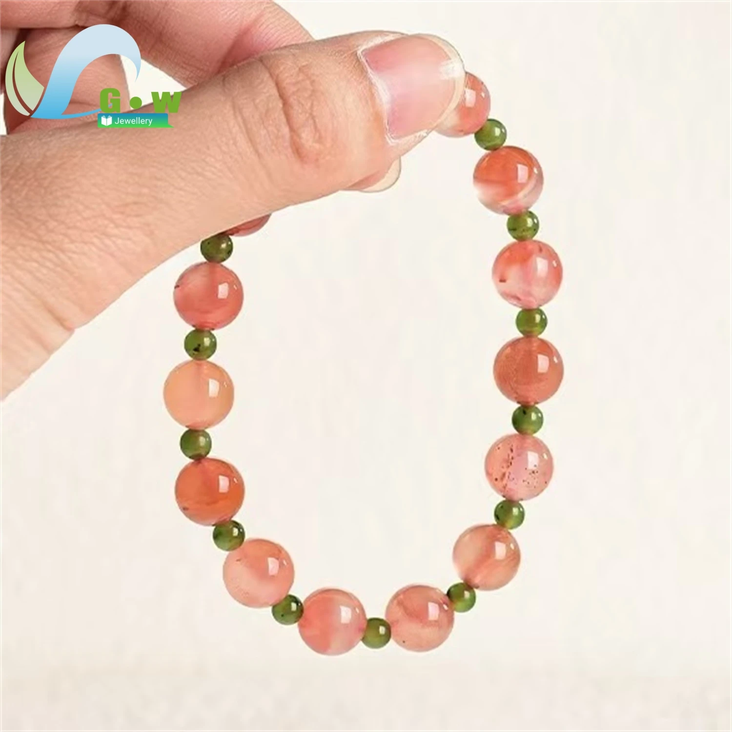 Natural Hetian Jade Ice Drift Nanhong Bead Bracelet Unisex Daily Classic Minimalist Style Retro Ethnic Style Jewelry Gift