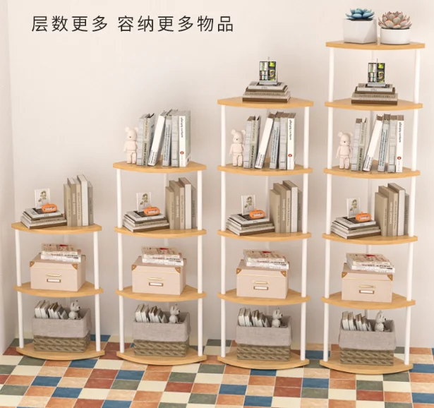 Corner Multi‑Tier TriangleStorage Shelf Space‑Saving Metal Wood Organizer for Books Potted Plants Home Bedroom Living Room Decor