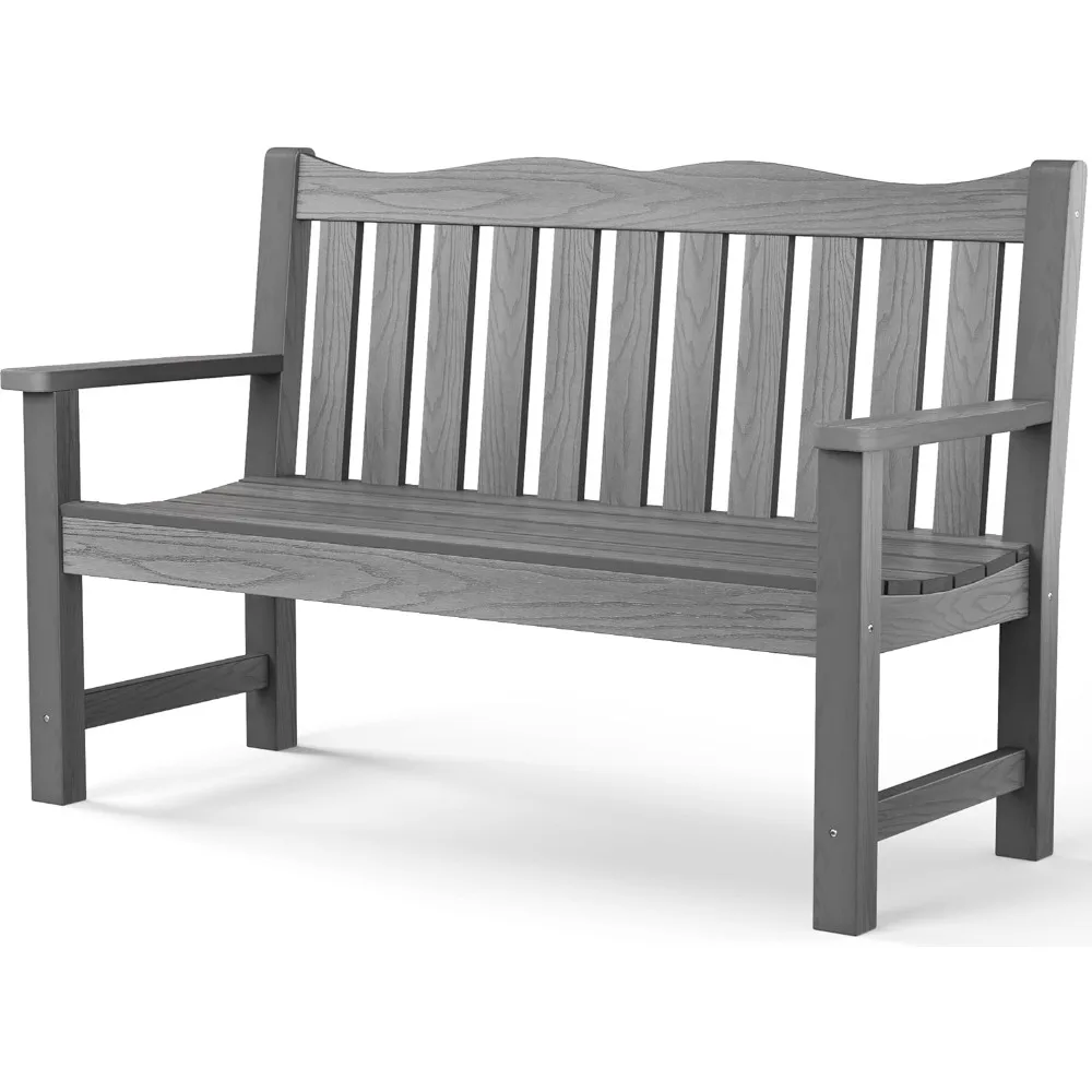 Outdoor Bench, for Outdoors, Waterproof HIPS Patio Bench with 800 Lbs Weight Capacity, 2-Person Garden Benches