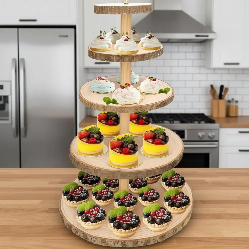 

Деревянная 5-ярусная подставка для кексов в деревенском стиле, разборная большая круглая подставка-башня для вечеринок и свадеб