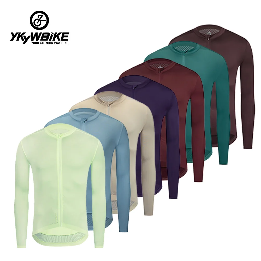 YKYWBIKE Autumn Pro Team Black Long Sleeve Jersey Clothing Race Cycling Jersey Bicycle Cycling Clothes Ltaly Mesh Fabric Sleeve