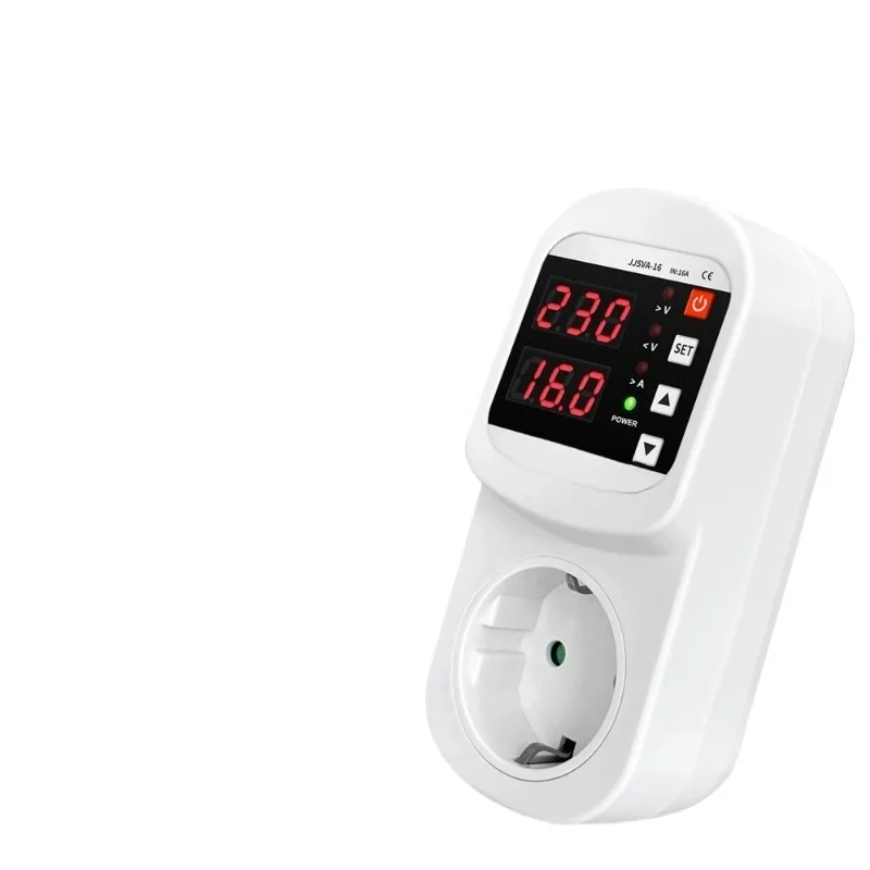 Automatic voltage and current protector socket AC 220V adjustable 16A surge protector European Union plug socket