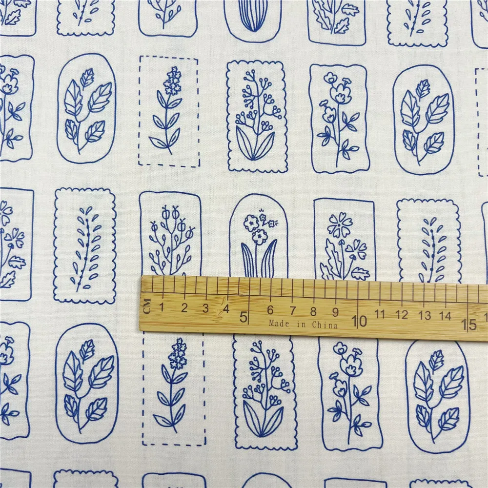 Sketching Flowers and Leaves 100% Cotton Fabric for Kids Clothes mask Home Textile Sewing Quilting DIY Needlework Material