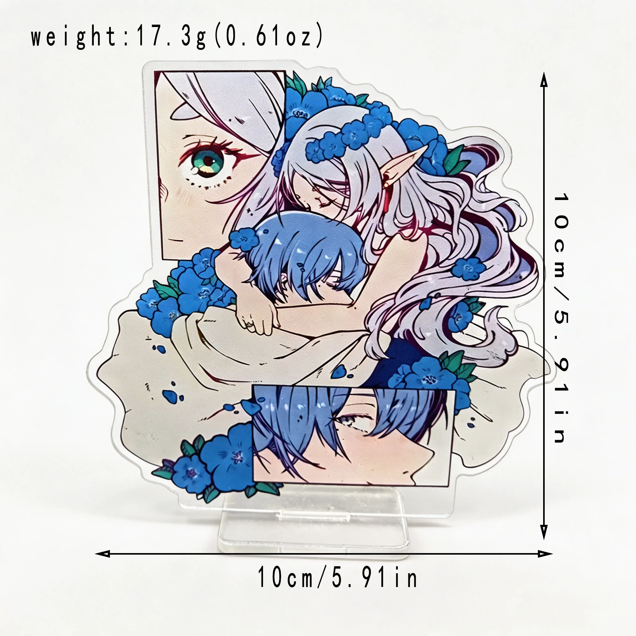 Frieren & Himmel Blue Floral Collage Acrylic Stand Frieren Beyond Journey's End Desktop Ornament Decor Gift for Fans
