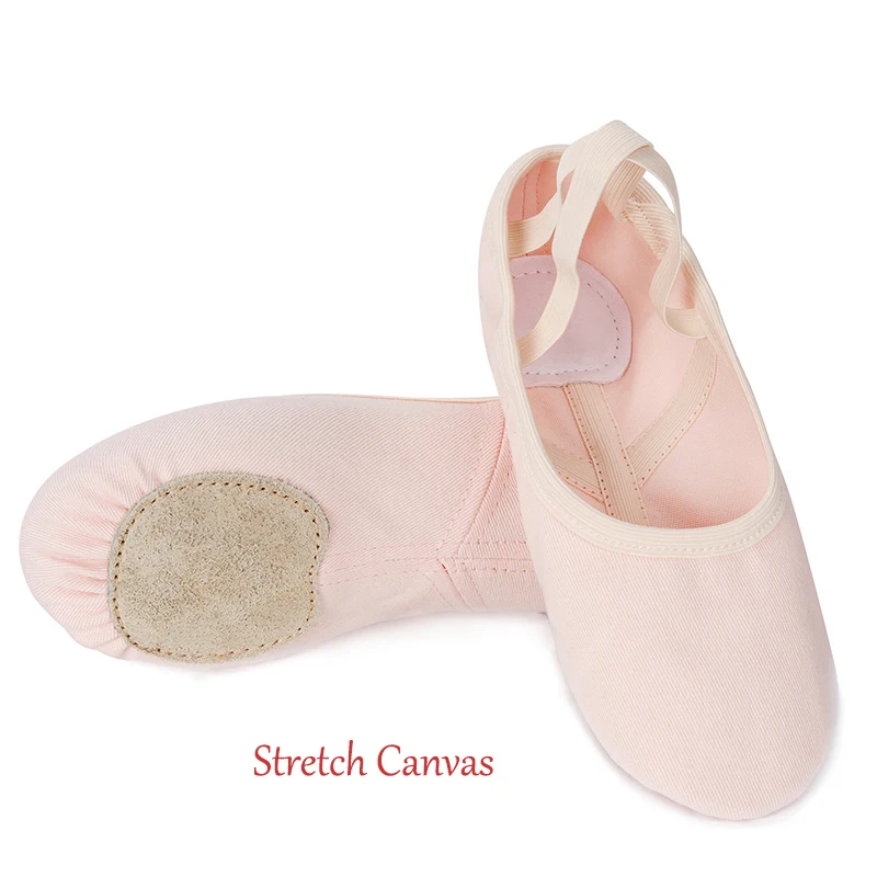 USHINE Girls Women Dance Shoe Pink Ballet Pointe Slippers Ballet Flats Shoes with Ribbons Toe Pads Pink